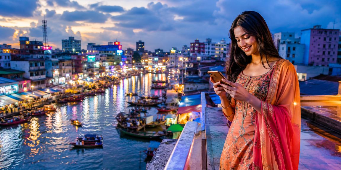 বরিশালের চা-বাগানে বসে মোবাইলে গেমিং উপভোগ করছেন একজন ব্যবহারকারী